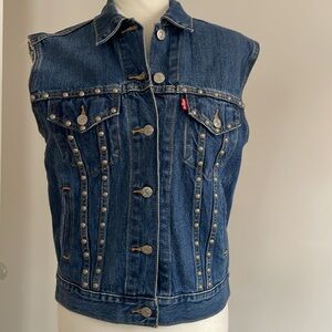 Levi's Studded Denim Jean Trucker Vest,  W-XS